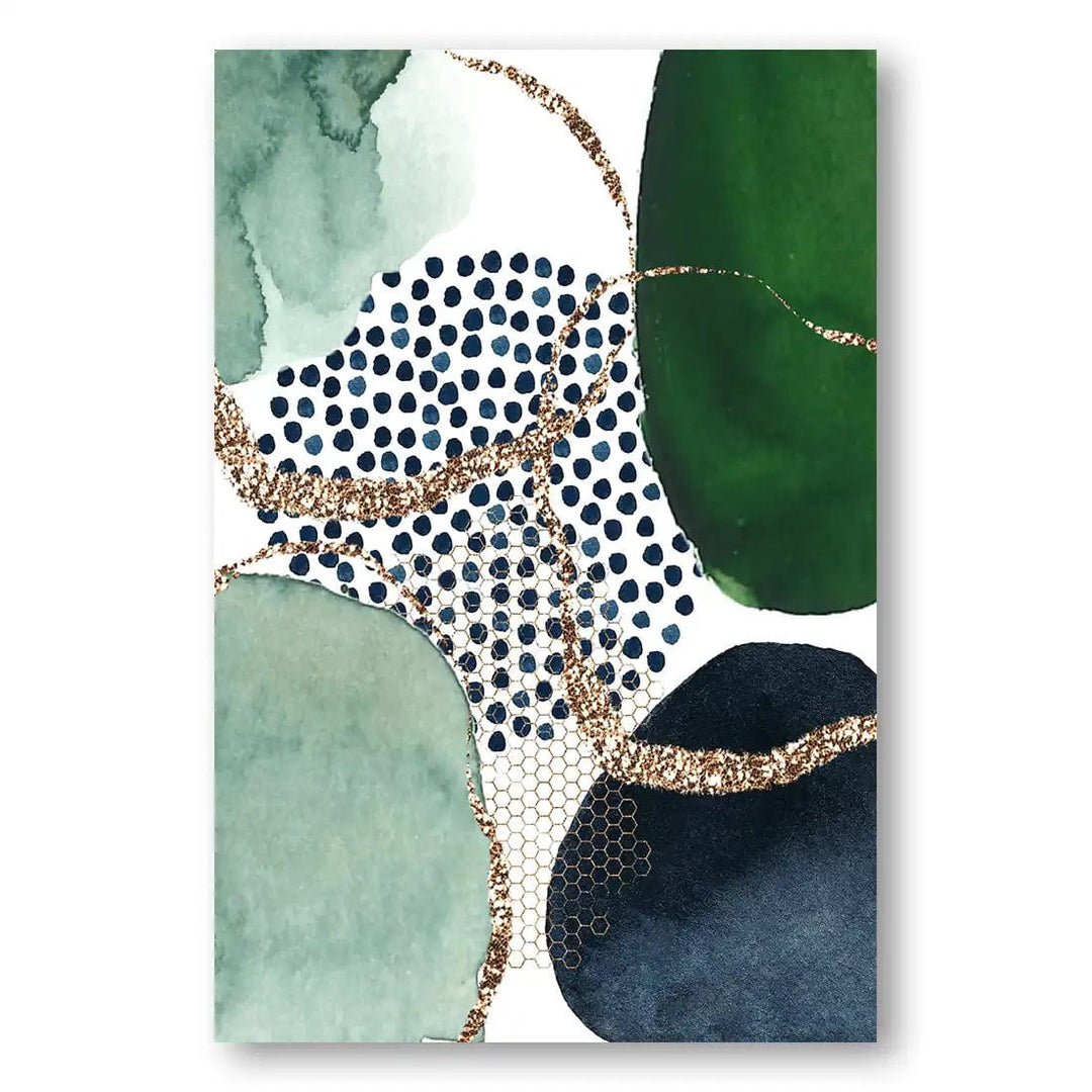 Colour Splash Green, Blue & Black Abstract Art Print 2